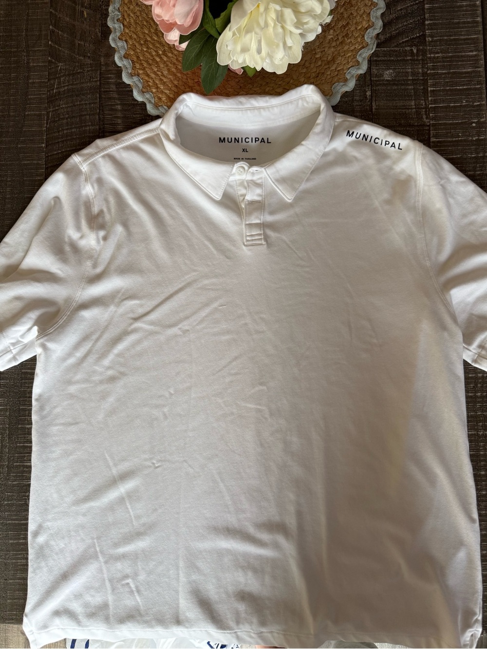 Municipal Men's White Polo Shirt — Classic Collared Short-Sleeve Size XL